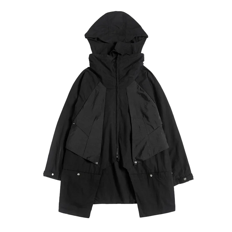 Куртка мужская длинная свободная в стиле хип-хоп с карманами | Мужская одежда