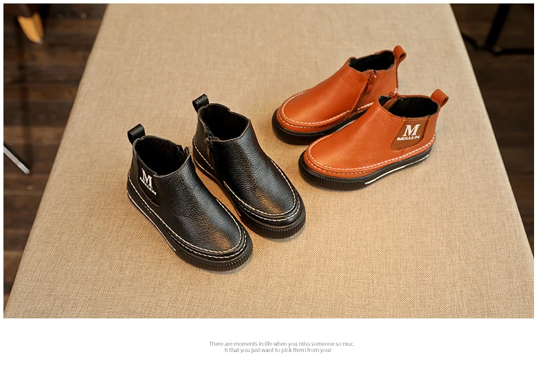 Зимние ботильоны детская обувь из натуральной воловьей кожи школьная зимняя