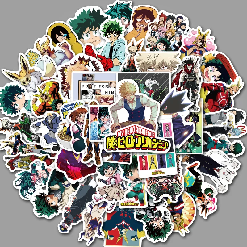 50 шт. аниме мультяшная наклейка boku no My Hero academic Midoriya Izuku Todoroki Shouto гитарные наклейки