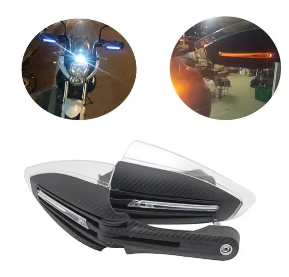 black ZS MOTOS 7/" 22 мм, светодиодный алюминиевый руль для мотоцикла, защита для рук, светодиодный светильник, универсальная защита для рук - Цвет: black