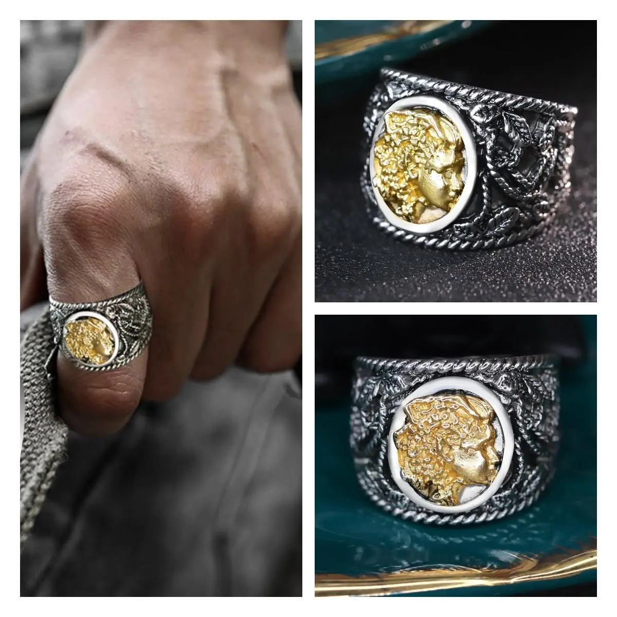 

Hip-hop Men's Fashion Lion Head Rings For male Classic Rock Punk Party Creative Jewelry Anniversary Gift Size 7-11