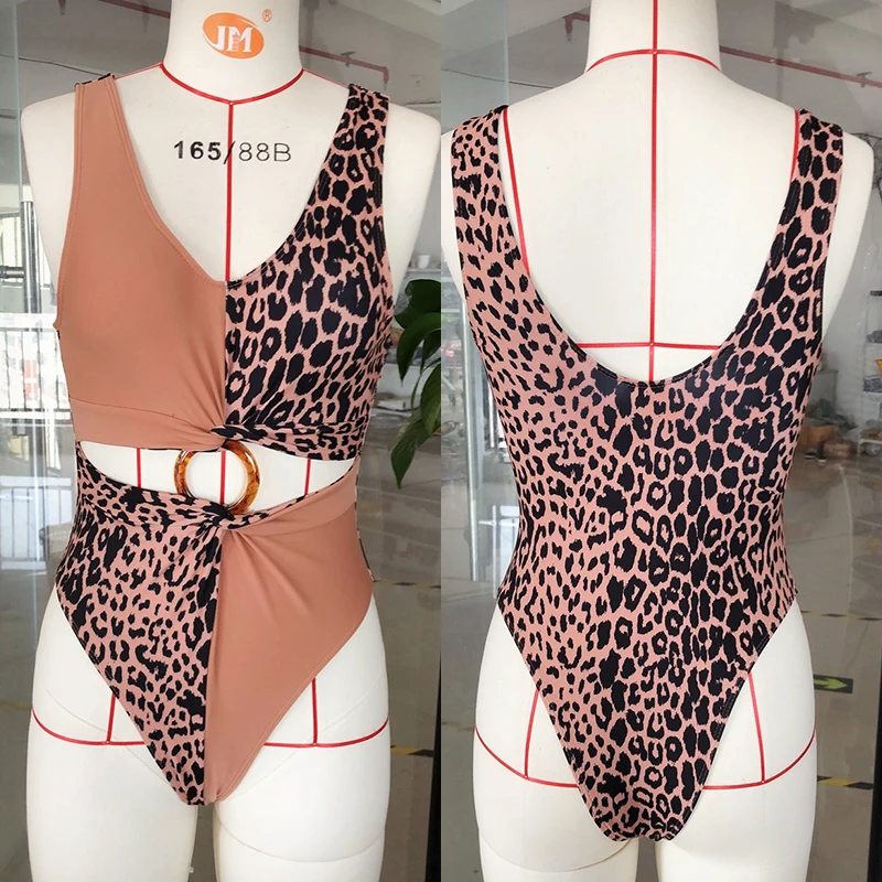 Цельный купальник для женщин Леопардовый сексуальный боди 2020 купальный костюм с