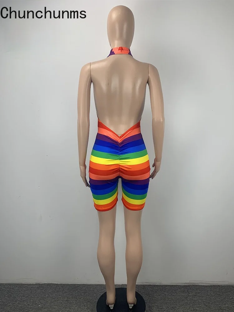 

Printed Deep V-Neck Sleeveless Skinny Swimsuit Playsuits Women Sexy Backless Slim Party Rompers Autumn 2021 Fashion Beachwear