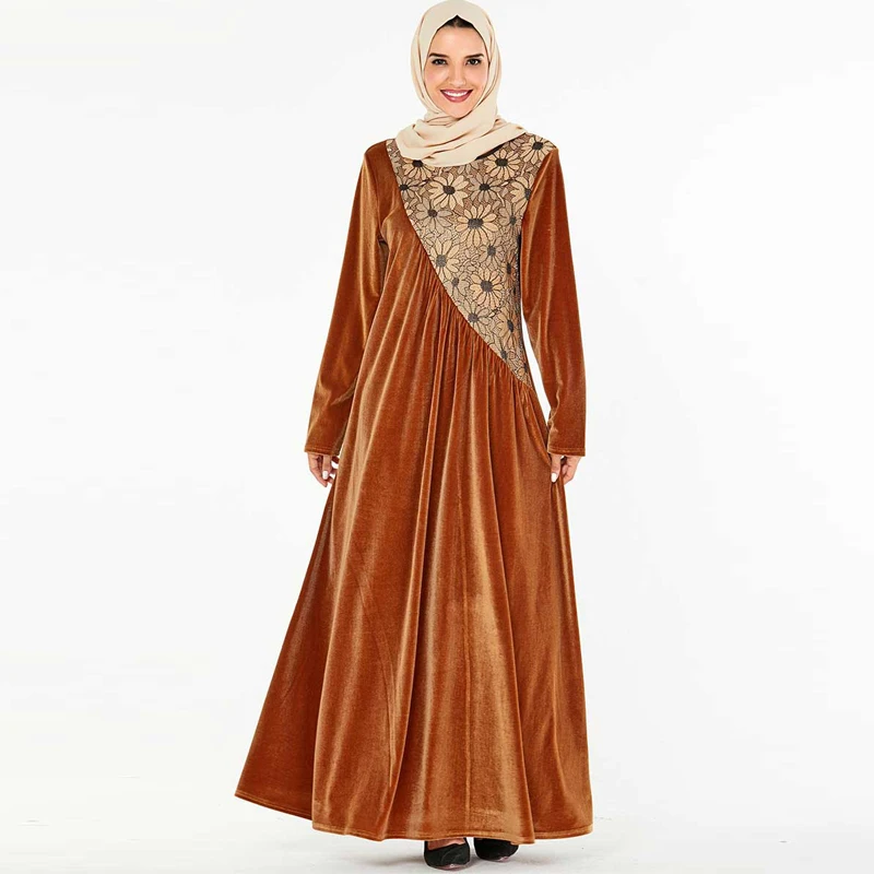 Winter Velvet Abaya Dubai Hijab Burka Muslim Dress Turkish Dresses Islam Clothing Abayas for Women Caftan Kaftan Robe Musulmane |