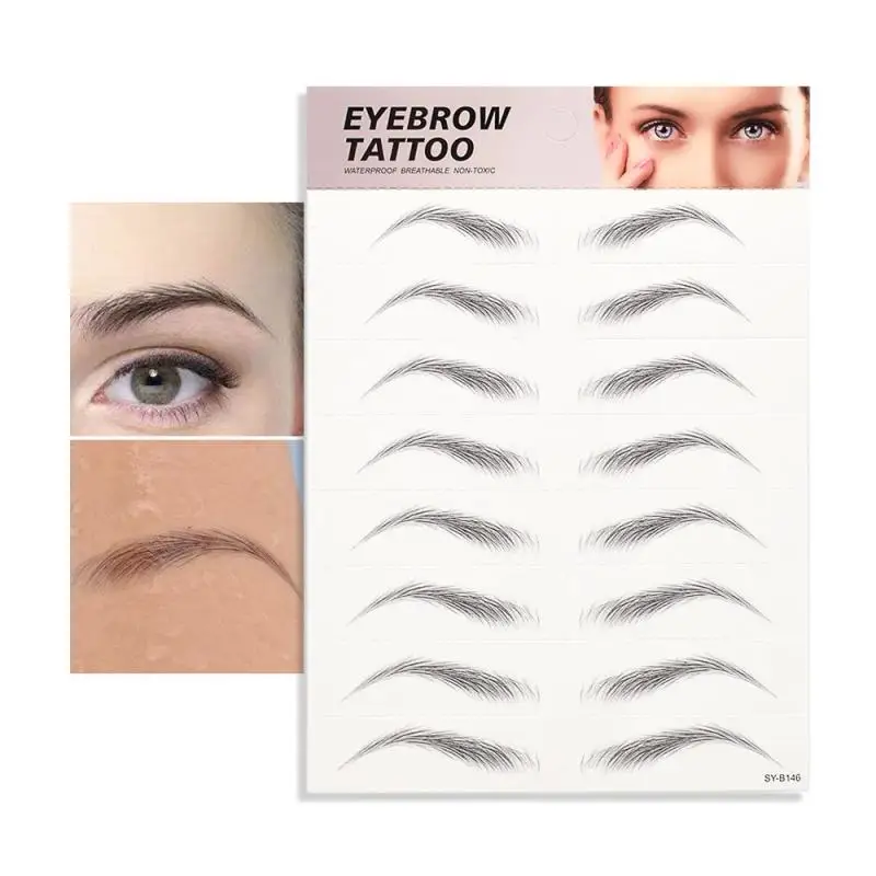 

4D Hair-like Eyebrow Tattoo Sticker Black Waterproof Long Lasting False Eyebrows Easy To Use Eye Brow Stickers Makeup Cosmetics