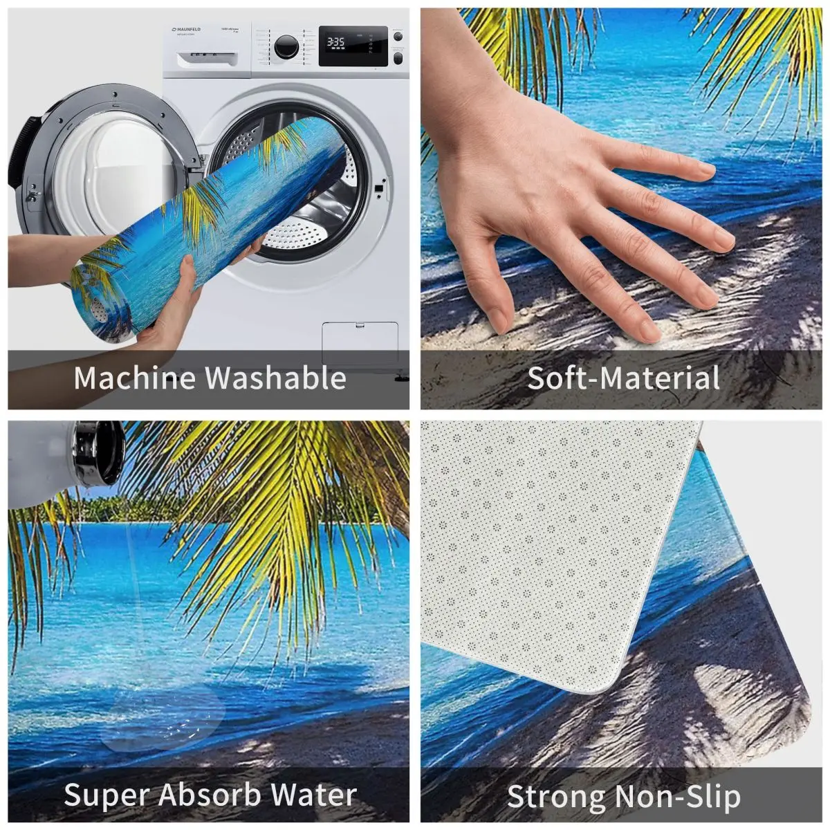 Shadows On The Beach Carpet Soft Rug Non-Slip Tropical Seascape Hawaii Absorbent Mat for Home Bathroom Bathtub Shower Mats | Дом и сад