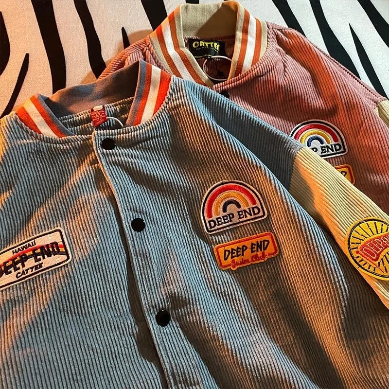 

Мужская бархатная куртка, повседневная куртка большого размера с вышивкой, для бейсбольной униформы, в Корейском стиле, весна-осень 2021