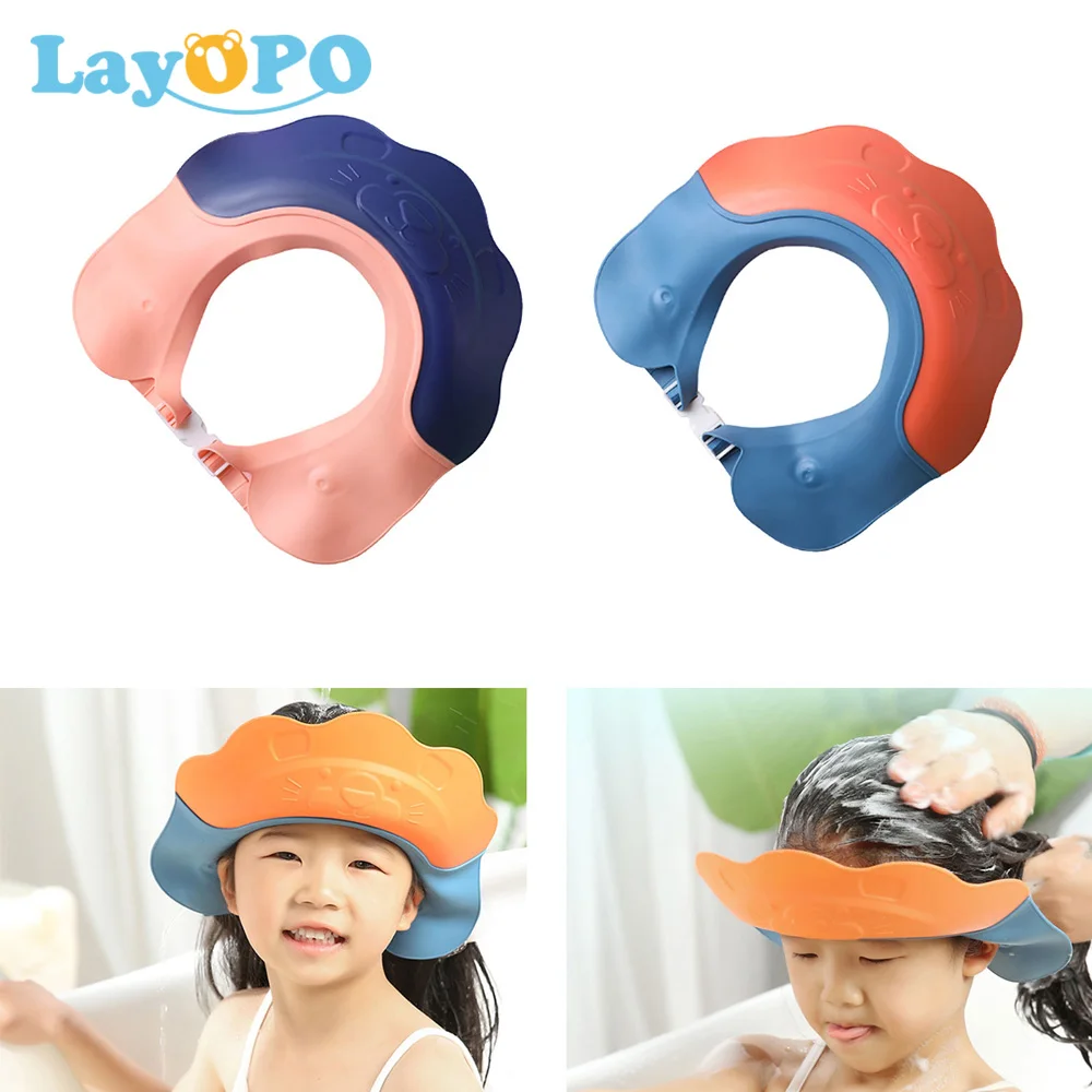 

Шапочка для душа с защитой ушей для детей, Регулируемая Шапочка для защиты ушей, безопасная детская защита от шампуня для ванной