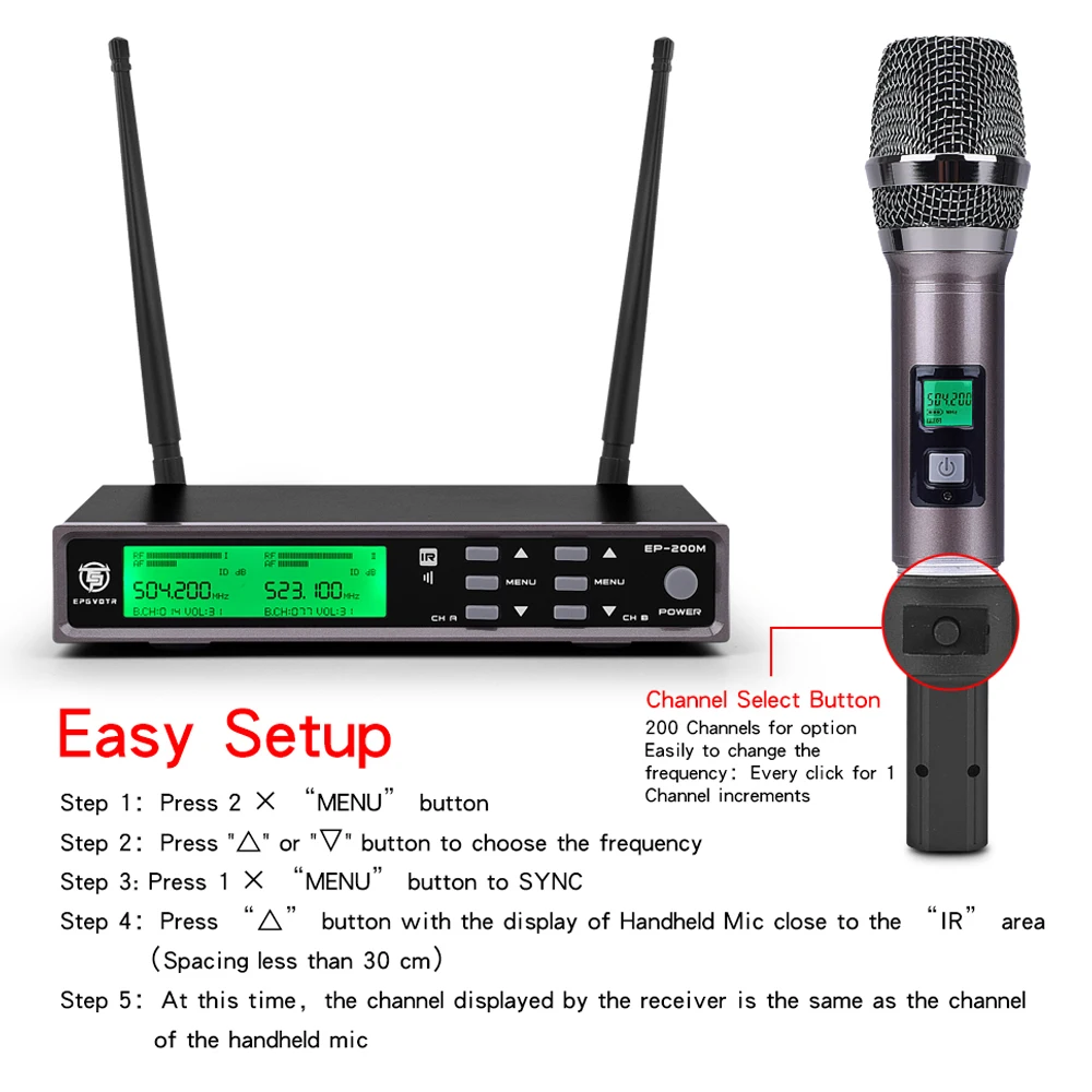 EPGVOTR UHF беспроводной микрофон профессиональный караоке ручной металлическая