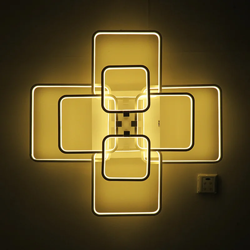 Okudo прямоугольник современных LED потолочные светильники для гостиной белый