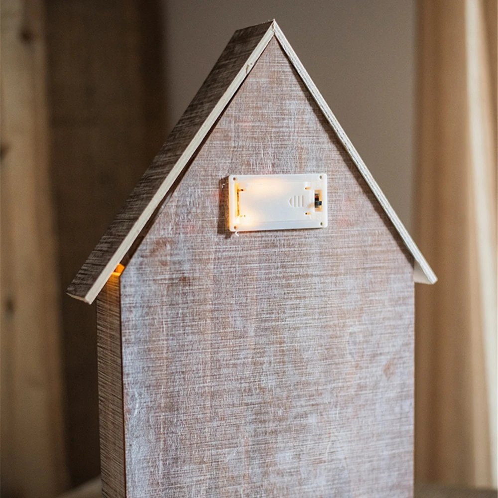 Деревянный календарь для детей ящик с ночным светильник ением окрашенный домик в