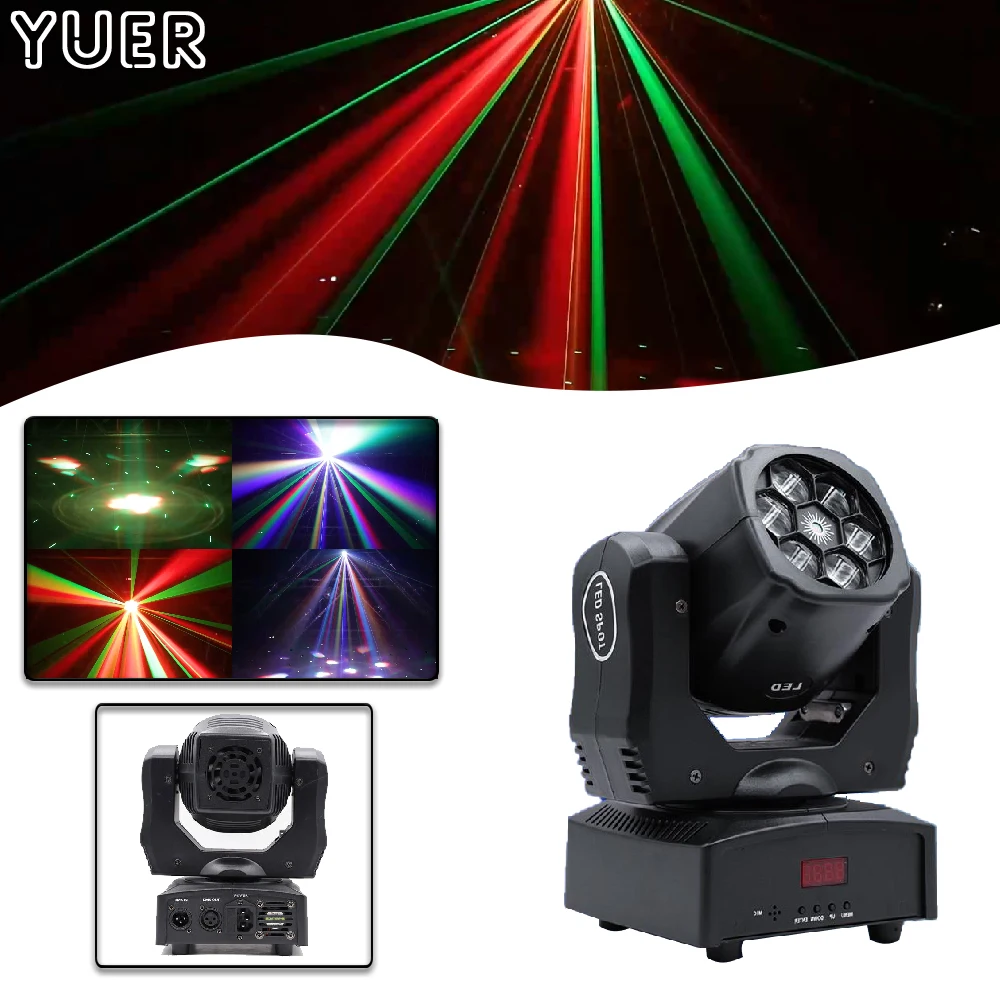 

MINI 6 CREE 4IN1 Bee Eye Laser Beam Dyeing Strobe Effect Move Head Light DJ Disco Stage Light Show Outdoor Indoor Bar DMX512