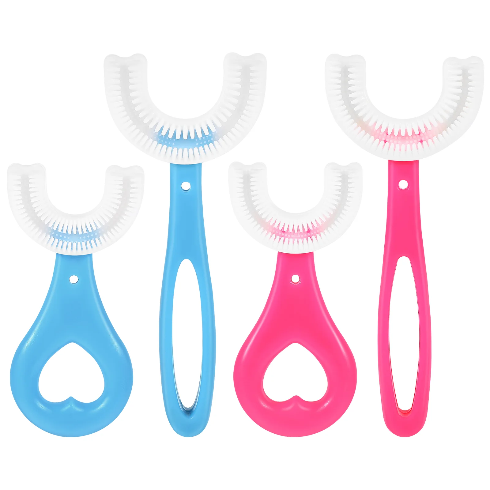 

4pcs U-shaped Tooth Brushes Full Mouth Toothbrushes Silicone Tooth Brushes Children Toothbrushes (Assorted Color)