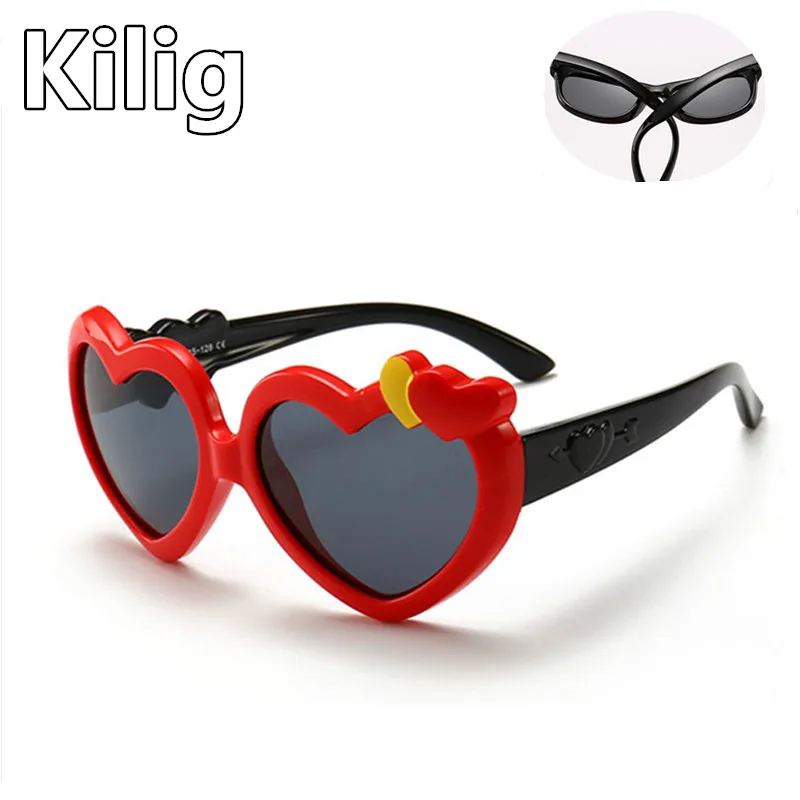 Детские солнцезащитные очки Kilig с милыми сердечками поляризационные в ретро