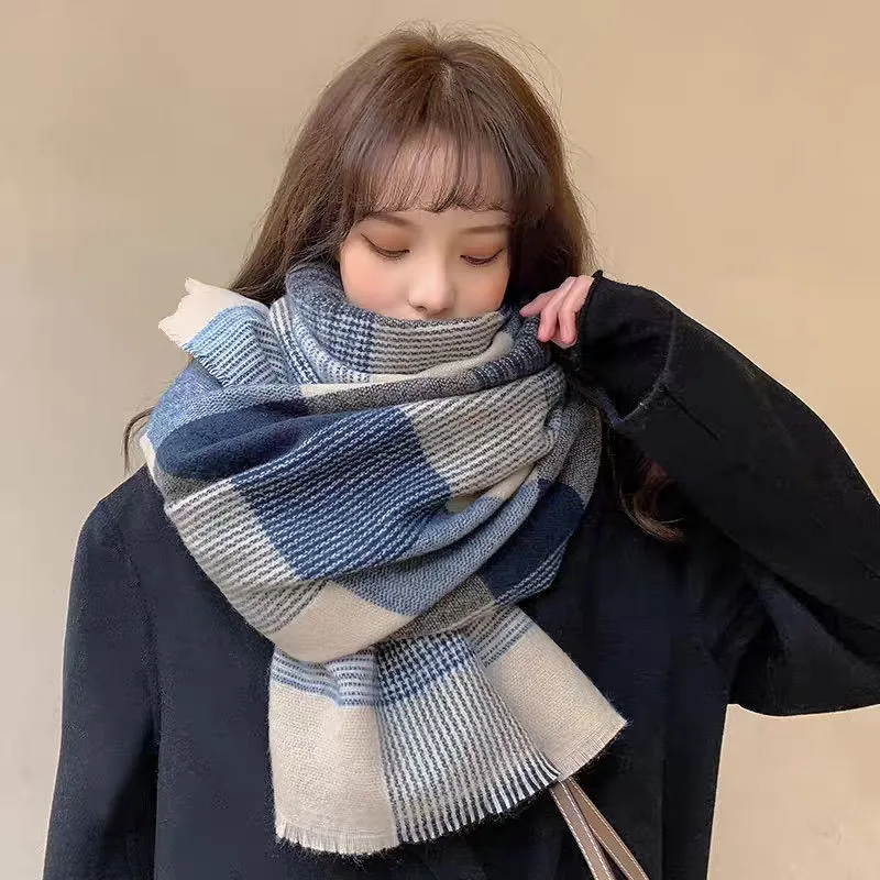 

New Plaid Women Scarf Winter Warm Wild Hot Scarves Imitation Cashmere Scarf Shawl Long Korean Style Bib Muffler Ladies