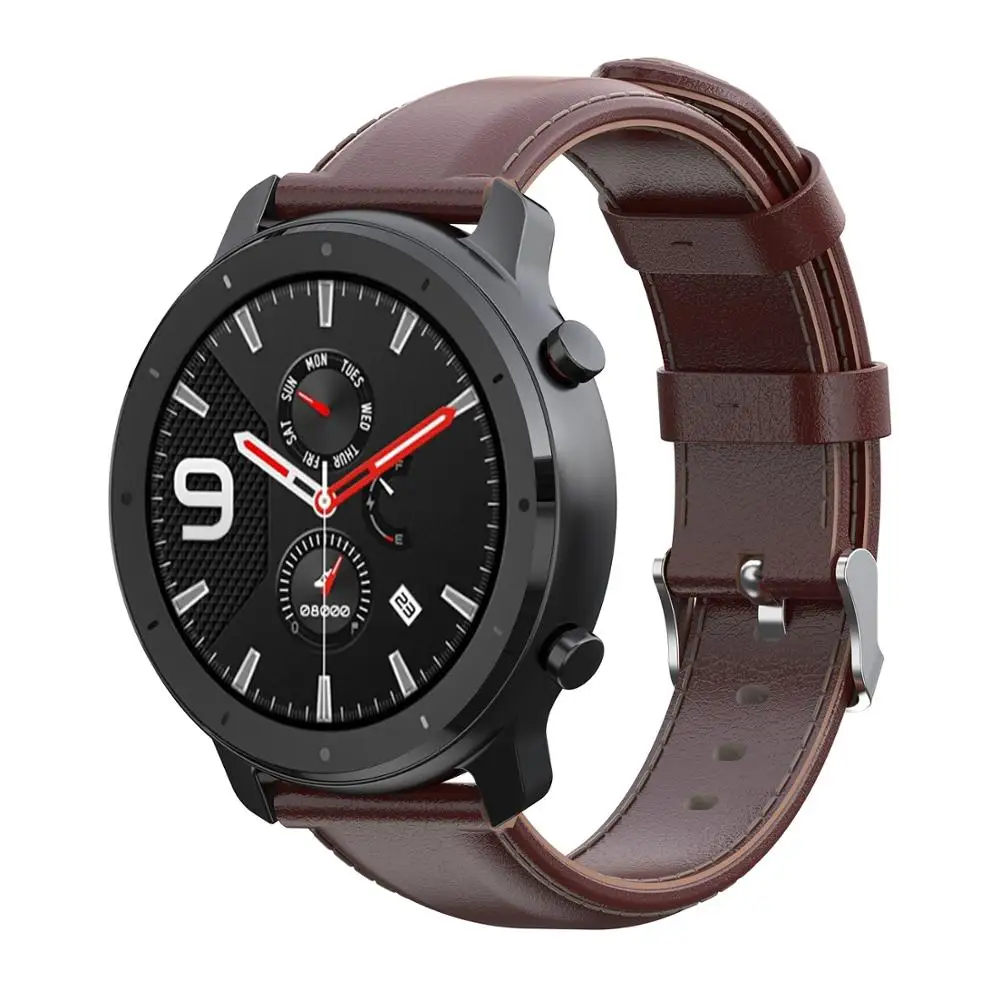 Ремешок кожаный для смарт-часов AMAZFIT GTR 47 мм 42 аксессуары наручных часов