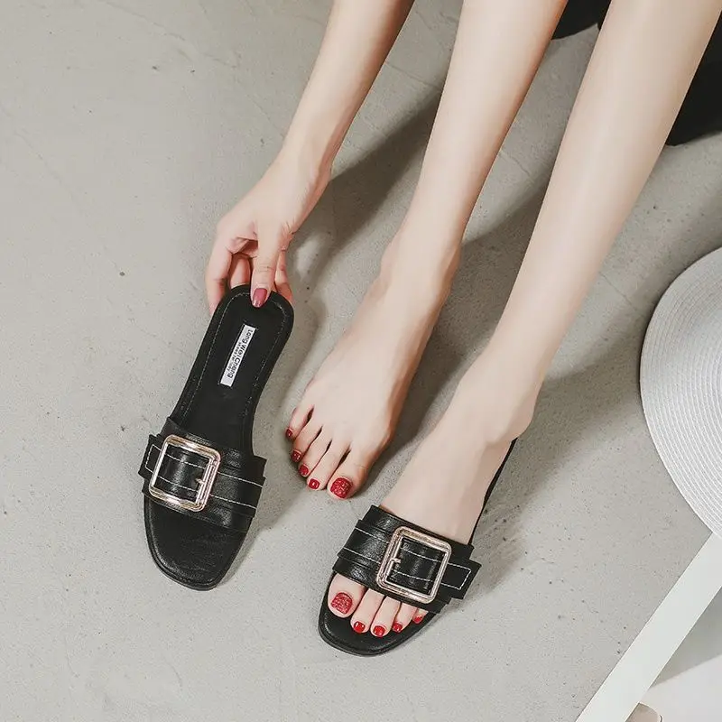 

Genuine Leather Sandals Women's Summer Outdoor 2021 New Summer Fashion Flat Slippers Women's Comfortable and Non-Slip Sandals