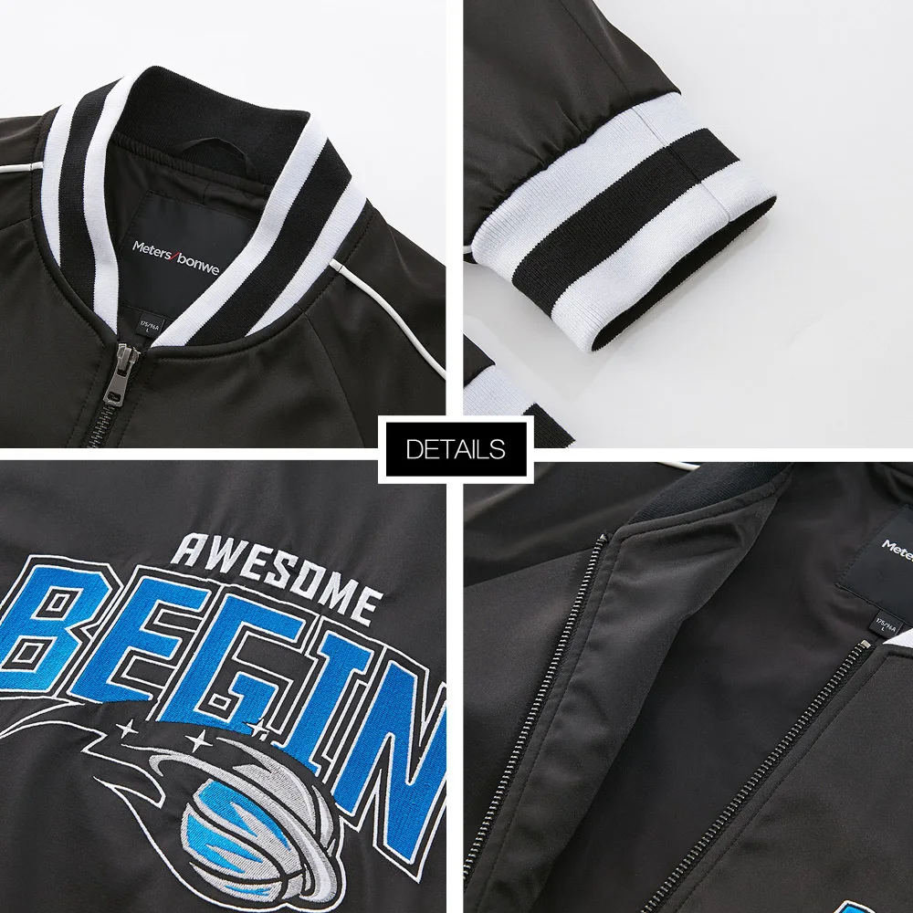 Metersbonwe мужские повседневные куртки с атласной вышивкой Изысканная модная куртка