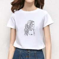 2021 summer art concept 90s casual new style white tees casual white short sleeve cotton tops summer clothing female t shirt