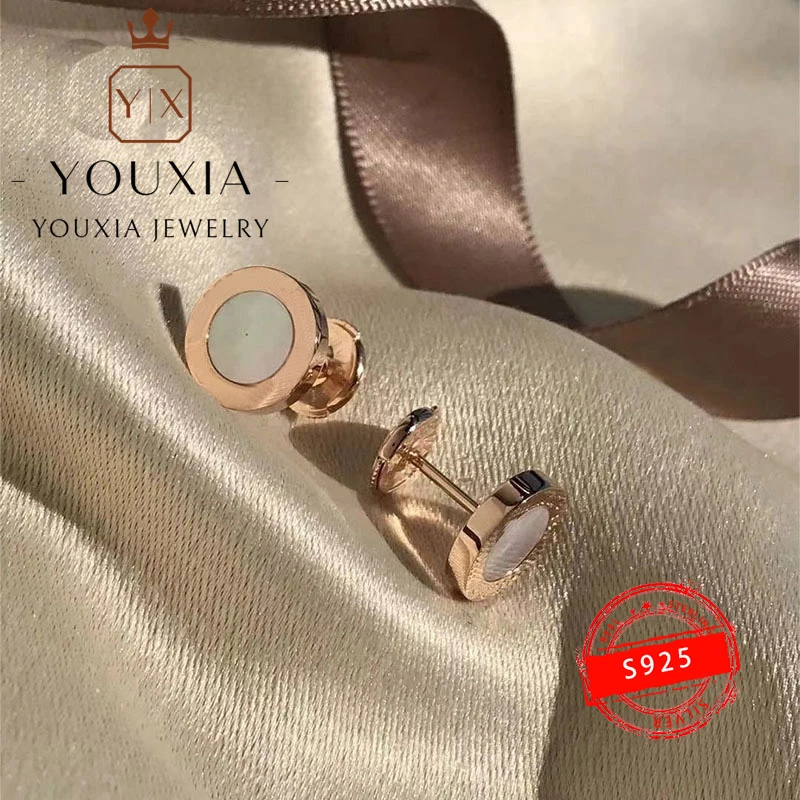 

1:1 индивидуальные модные черно-белые круглые Роскошные Дизайнерские серьги из стерлингового серебра 925 пробы, Классические Оригинальные Юв...