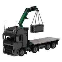 moc engineering car crane truck building blocks kit transportation vehicle goods train model bricks idea toys for children gifts