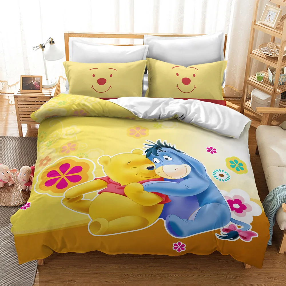 

Disney Cartoon Children's Bedding Set Winnie The Pooh Piglet Tigger Pattern Soft Duvet Quilt Cover Pillowcase Bedroom Decor