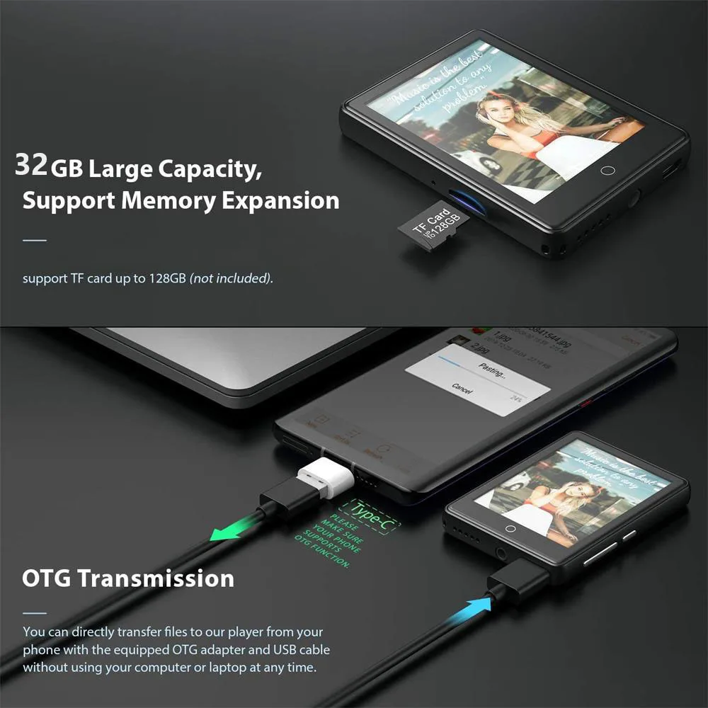 Hi Fi плеер RUIZU MP3 с большим объемом памяти 32 Гб сенсорным экраном 2 8 дюйма и