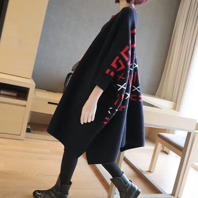 Новинка 2019 осенне-зимняя накидка корейский женский длинный свободный свитер