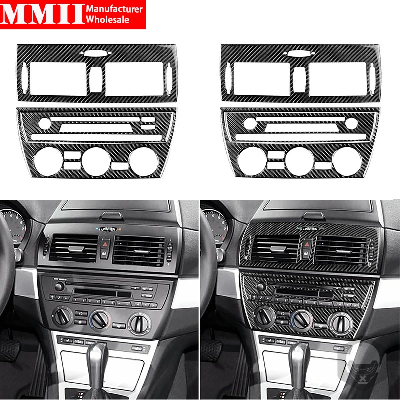 Carbon Fiber Sticker For BMW X3 E83 2004 2005 2006 2007 2008 2009 2010 AC Outlet Multimedia CD Player Panel Trim Car Accessories