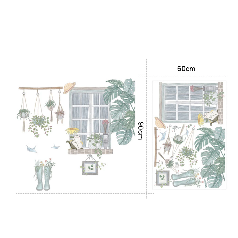 Настенные стикеры в скандинавском стиле с зелеными листьями для спальни