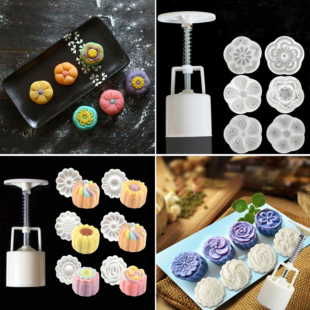 Flower Round Pastry Moon Cake Mold Mould Cookies Mooncake Decor Square Baking DIY Biscuit Gadg | Дом и сад