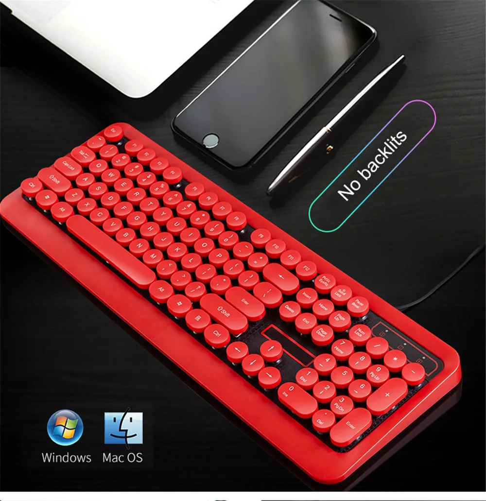 USB Проводная игровая клавиатура RGB Механическая с подсветкой ощущение клавиатуры для Macbook lenovo круглые брелки PC компьютерная клавиатура геймер