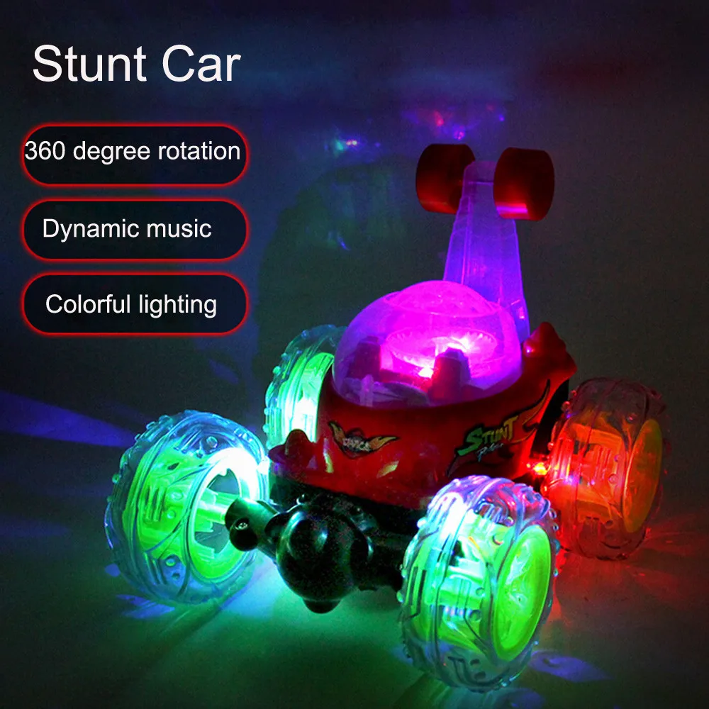 RC автомобиль 360 спиннинг и флипы с цветной вспышкой музыкой для детей