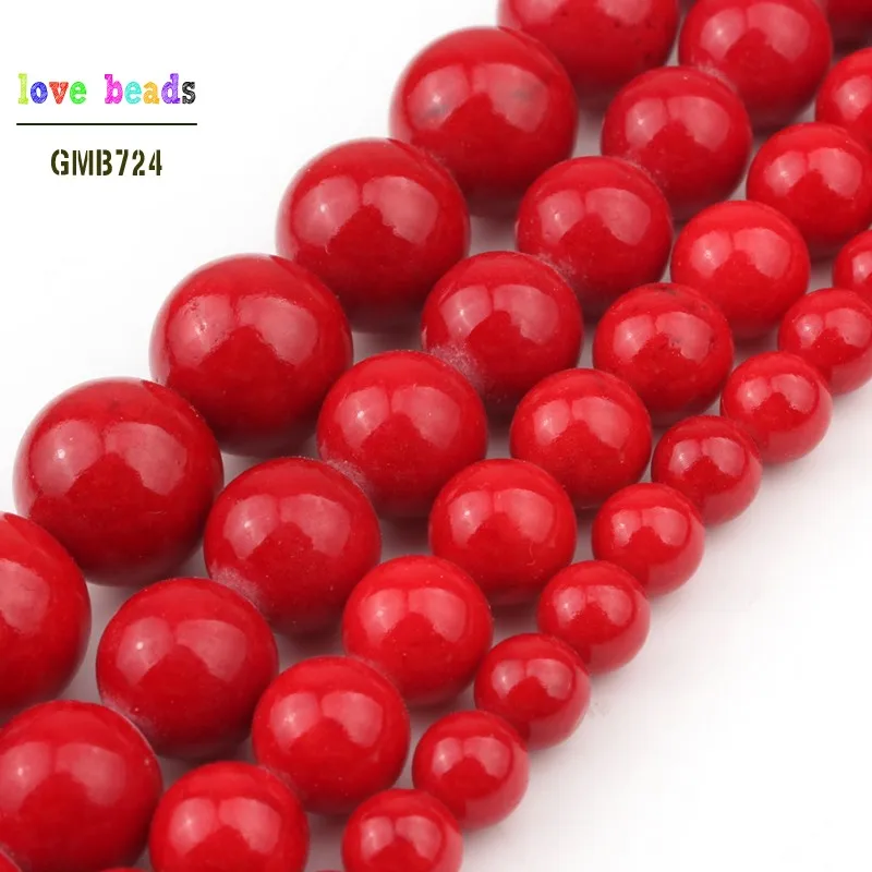 Red Coral Jades Beads for Jewellery Making 15 Inch DIY Bracelets for Women 4/6/8/10/12mm