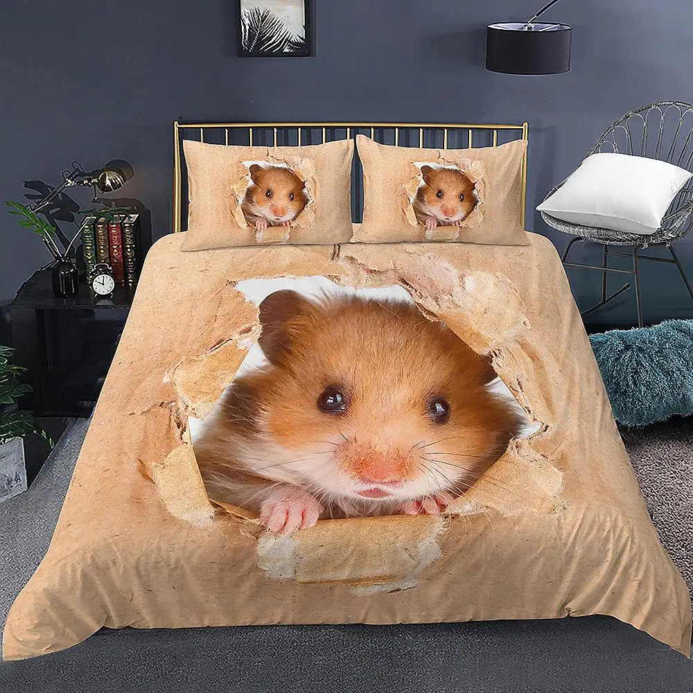 

3D Bedding Set Cute Hamster Duvet Cover King Queen Size Quilt Cover Brief Bedclothes Comforter Cover 2/3Pcs Duvet Cover Set