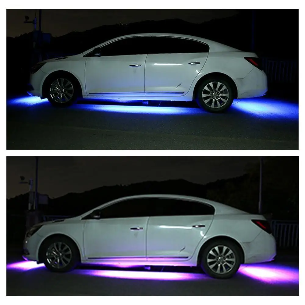 

Автомобильный RGB разноцветный гибкий светодиодный светильник подсвечивающий водонепроницаемый автомобильный неоновый Bluetooth атмосферный ...