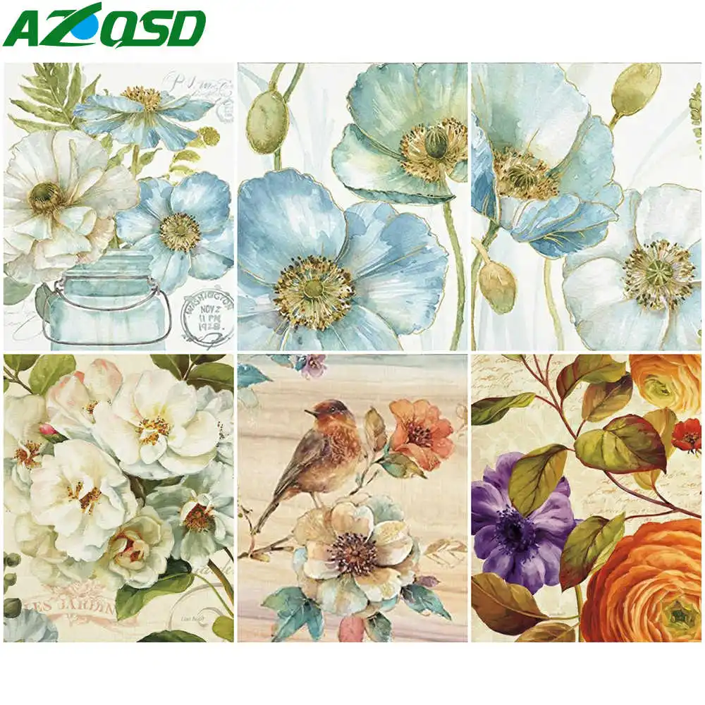 

Набор для раскрашивания по номерам, цветы, 40x50 см, картина AZQSD