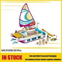 01038 friends sunshine catamaran building blocks bricks classic girls model educational toys for kids gifts compatible toysing