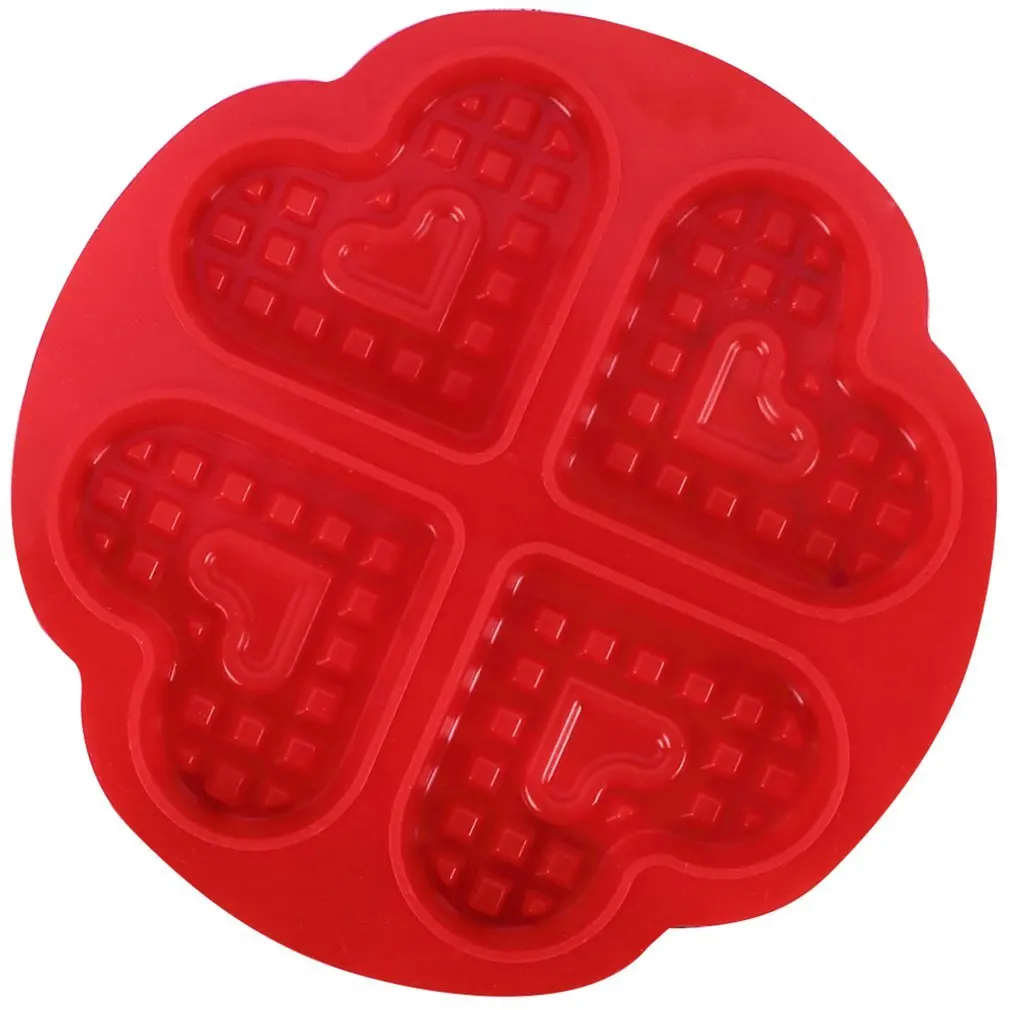 

DIY Waffle Mold Model Nonstick Kitchen Cake Making Accessories Hot Baking Tool 4 Red Hearts Waffle Mold 1pcs