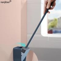 wall hanging silicone toilet brush without dead ends flat head soft brush creative toilet cleaning brush bathroom accessories
