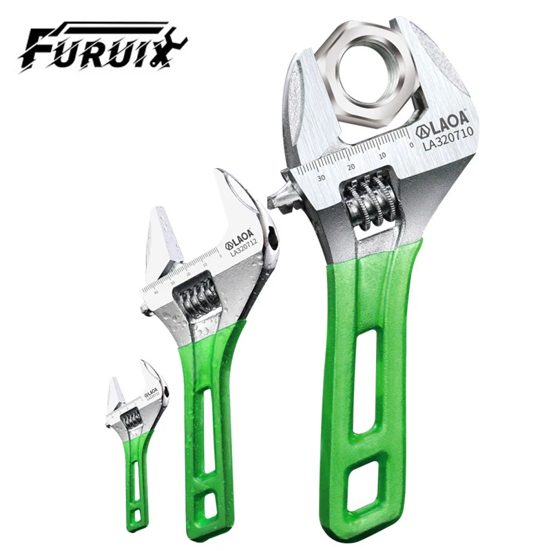 

Short Handle Monkey Wrench Adjustable Spanner Scale Laser Rubber Wrapped Monkey Wrench