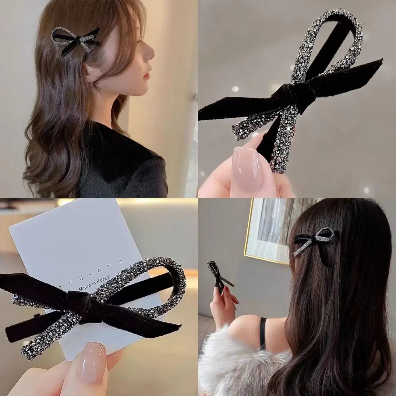 

Новинка стразы заколка для волос с перекрестным бантом небольшой аромат милая девушка боковой зажим сетка красные сломанные челки головно...