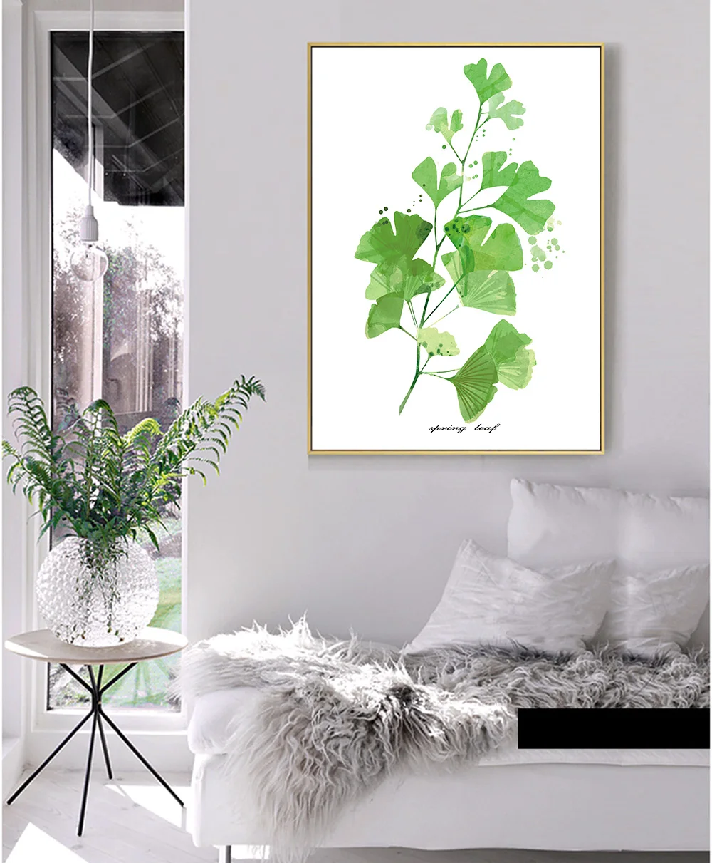 Скандинавская Картина на холсте Современная печать растительный лист