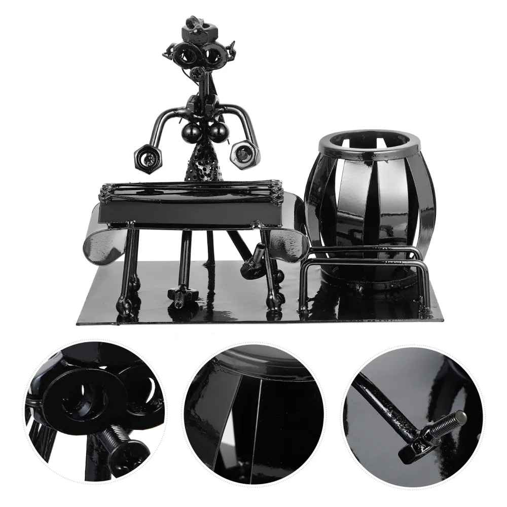 

1Pc Iron Musician Pen Holder Pencil Container Desktop Stationery Organizer