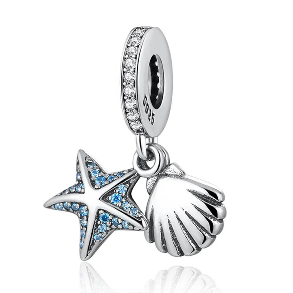 S925 бусины морская звезда и ракушки подвески подходят для женского браслета