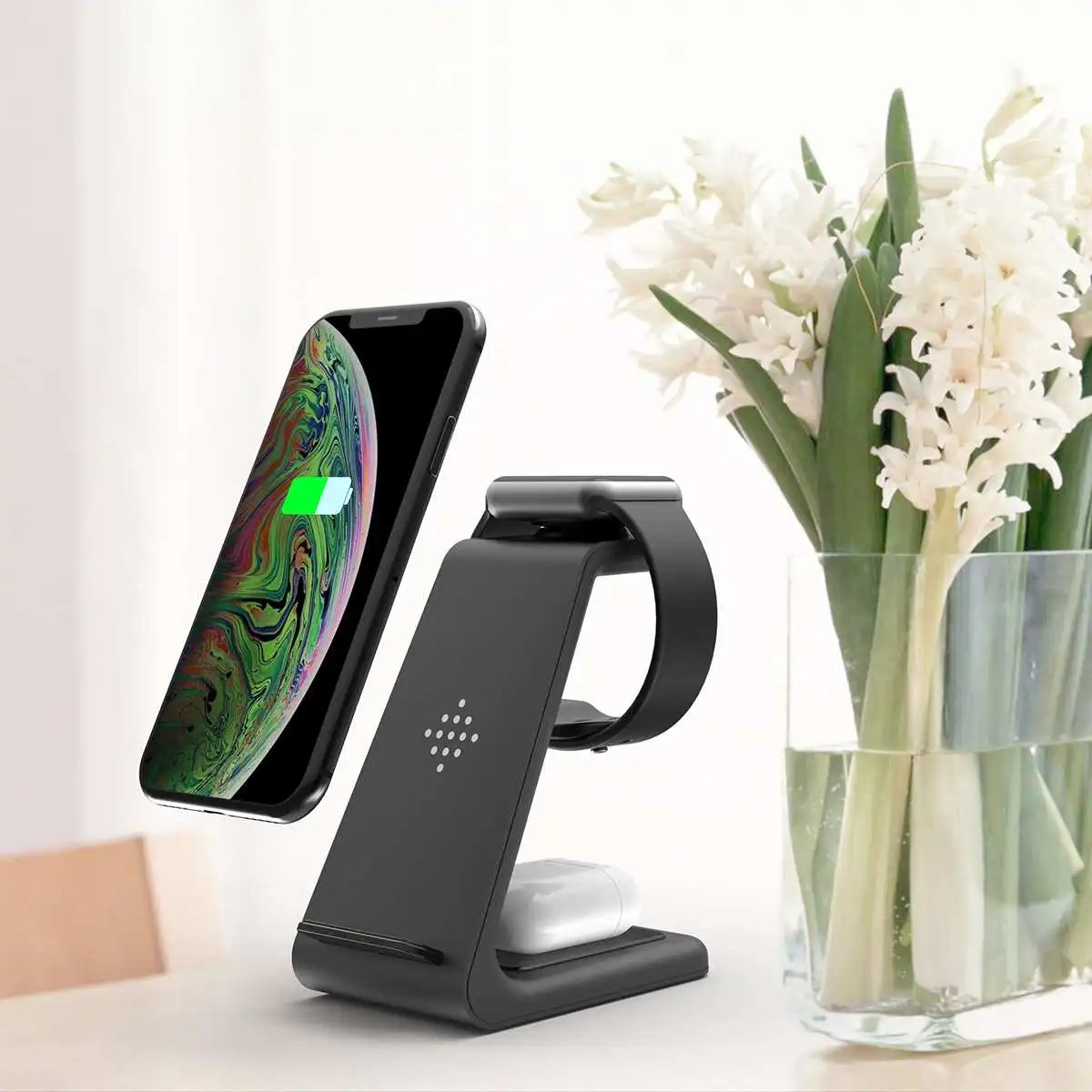 

QI 10W Fast Charge 3 In 1 Wireless Charger For Iphone 11 Pro X XS MAX 8 8 Plus for Apple Watch Pro For Samsung