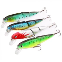 4pcs 3 sections minnow fishing lure kit 10 5cm 15g hard bait with 6 treble hook color random