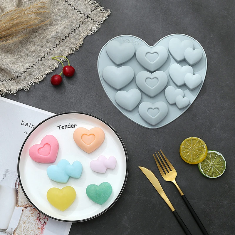 

3D Love Heart Shape Silicone Mold DIY Baking Mould for Making Chocolate Cake Jelly Mousse Dessert 9 Holes Kitchen Supply 2020ing