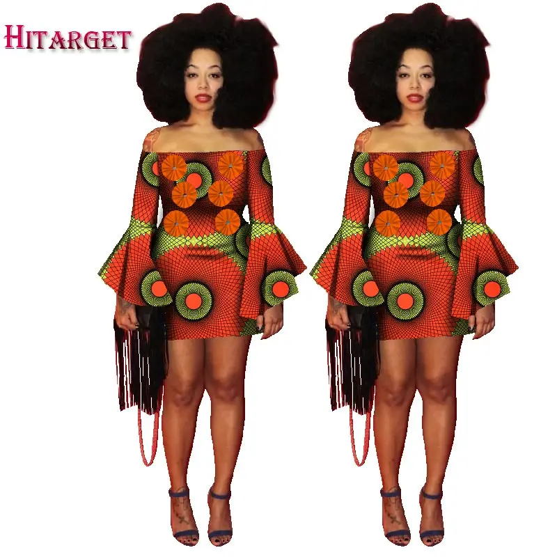 

Women Dashiki Dress 2019 Ladies Short Sexy African Dresses Traditional Print Mini Women Summer Slash Neck Dress BRW WY1250
