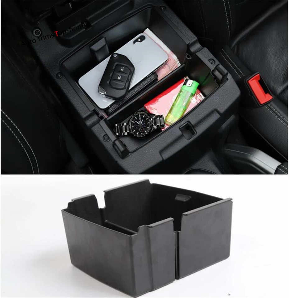 

Yimaautotrims Center Armrest Box Secondary Storage Central Console Box Phone Case Holders Kit For Jeep Wrangler JL 2018 - 2020
